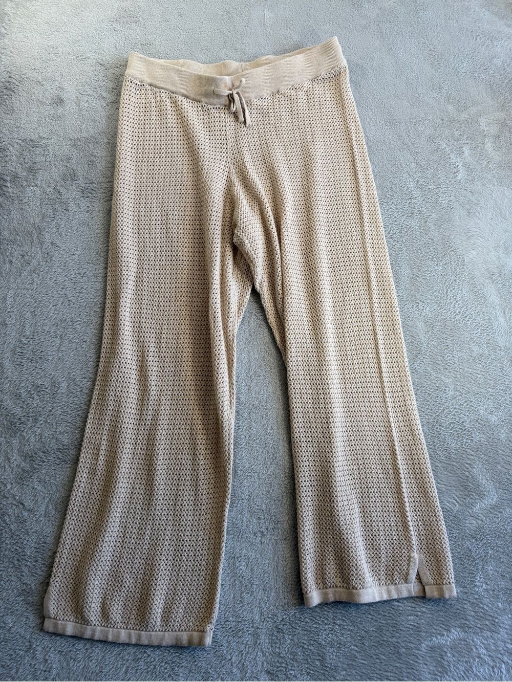 PACT Relaxed  Beachy Wide-Leg Knit Pants in Beige L - Picture 2 of 5